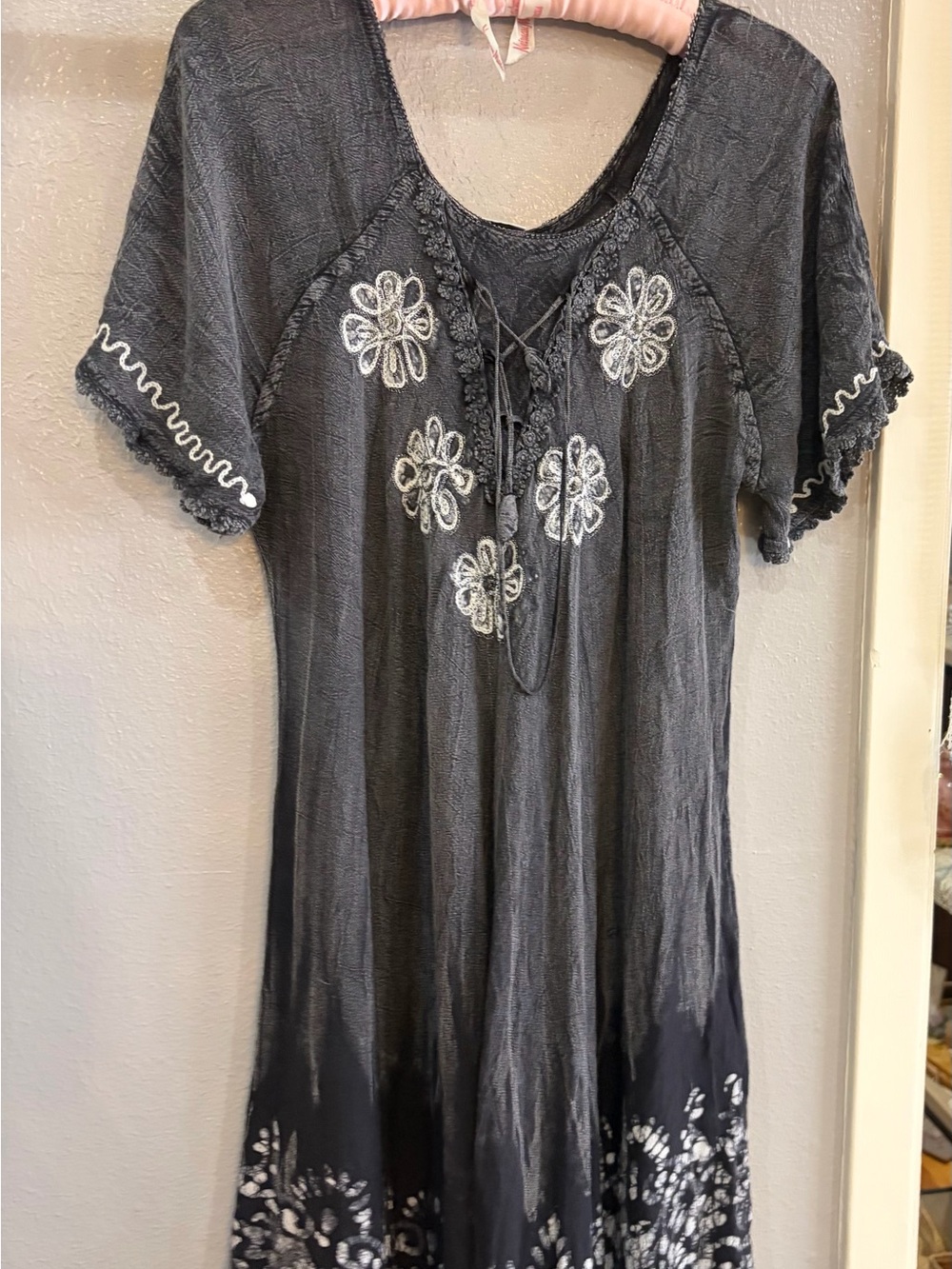 Shoreline Black Tunic with White Floral Embroidery
